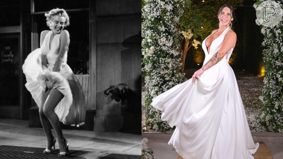 Vestido de Marilyn Monroe no filme 'O Pecado mora ao lado' foi a referência do look de noiva de Bruna Matuti