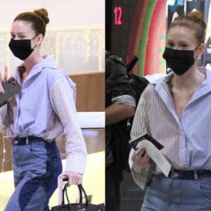 Marina Ruy Barbosa dispensa maquiagem ao embarcar com jeans estiloso no Rio. Fotos!