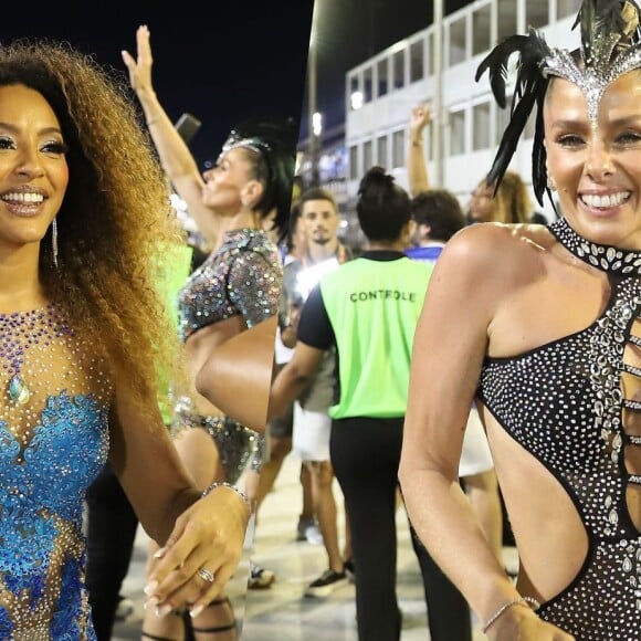 Sheron Menezzes e Adriane Galisteu apostaram na transparência para ensaio da Portela na Sapucaí para o carnaval 2023 em 5 de fevereiro de 2023