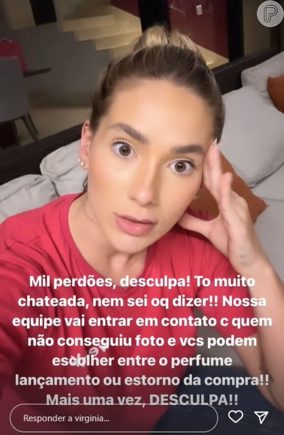 Virgínia Fonseca prometeu um perfume aos que tinham a senha e não conseguiram a foto