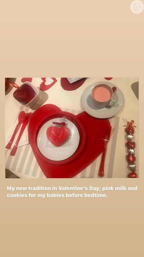 Shakira disse ter criado uma nova tradição para o Valentine's Day: 'Pink milk e biscoitos para os meus filhos antes da hora de dormir'