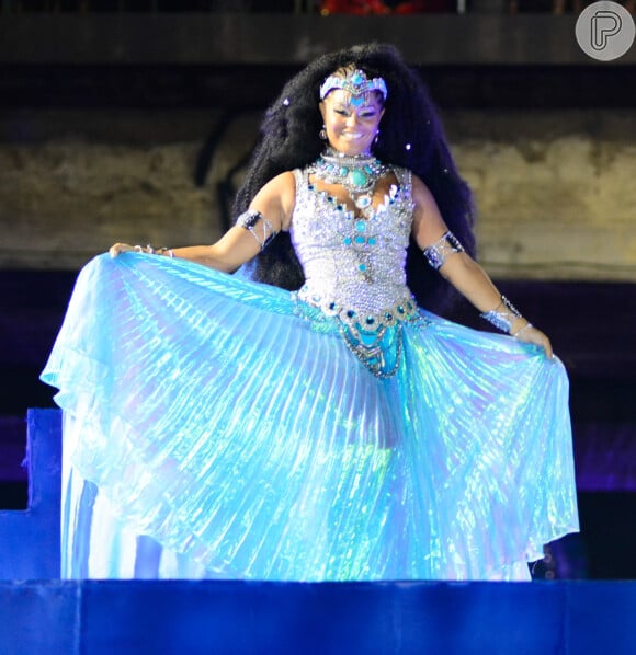 Juliana Alves representou Iemanjá no desfile do carnaval 2023 da Unidos da Tijuca