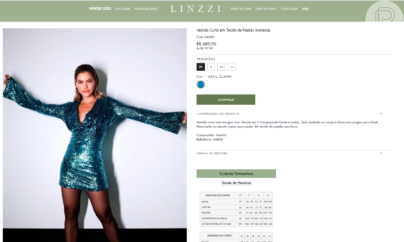 O vestido de Andressa Suita é da marca Linzzi, da qual a modelo é garota propaganda