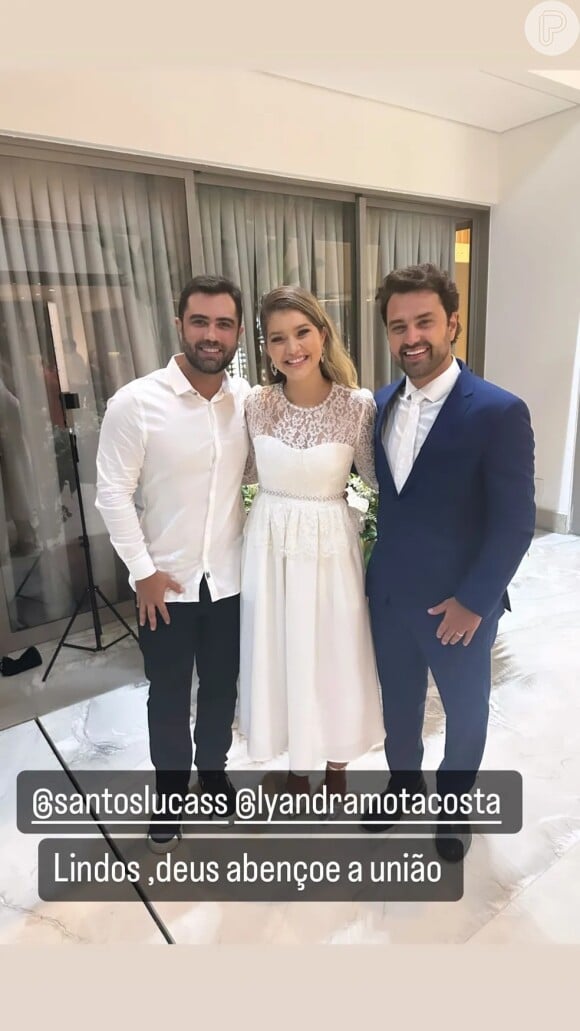 Filho de Leandro, Thiago Costa celebrou o casamento da irmã, Lyandra Costa