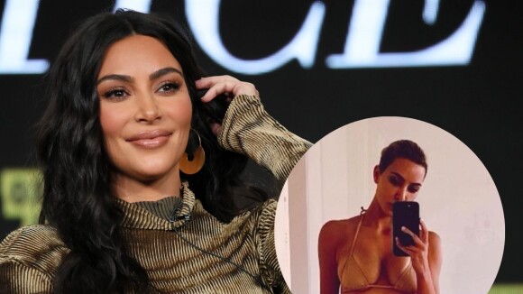 Kim Kardashian usa e abusa de Photoshop em foto ousada e é pega no pulo por fãs com erro grotesco: 'Cadê o dedo?'