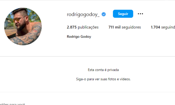 Rodrigo Godoy tomou uma atitude drástica: ele trancou seu perfil no Instagram