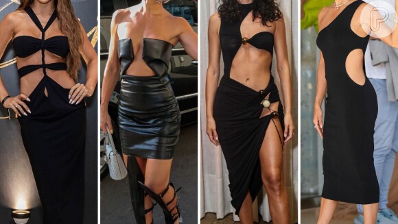 Moda das famosas: vestido preto com recorte ousado é trend entre celebridades. Descubra quem aderiu à tendência