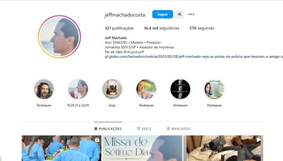 Jeff Machado ganhou mais de seis mil seguidores desde ter o desaparecimento noticiado