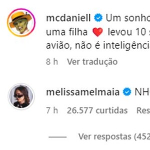 Mel Maia ficou comovida com a declaração de MC Daniel