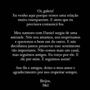 Mel Maia explicou que separação com MC Daniel foi em comum acordo