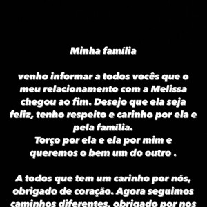 MC Daniel enfatizou o respeito que sente por Mel Maia em mensagem sobre término