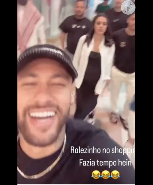 Neymar e Bruna Biancardi foram ao shopping na Arábia Saudita