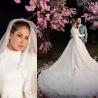 Vestido de noiva tradicional: Maíra Cardi aposta em look com 17 metros de renda no valor de R$ 48 mil. Fotos!