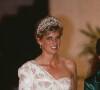 Princesa Diana escolheu um vestido de seda para uma recepção no Palácio de Itamaraty na noite do dia 23 de abril de 1991