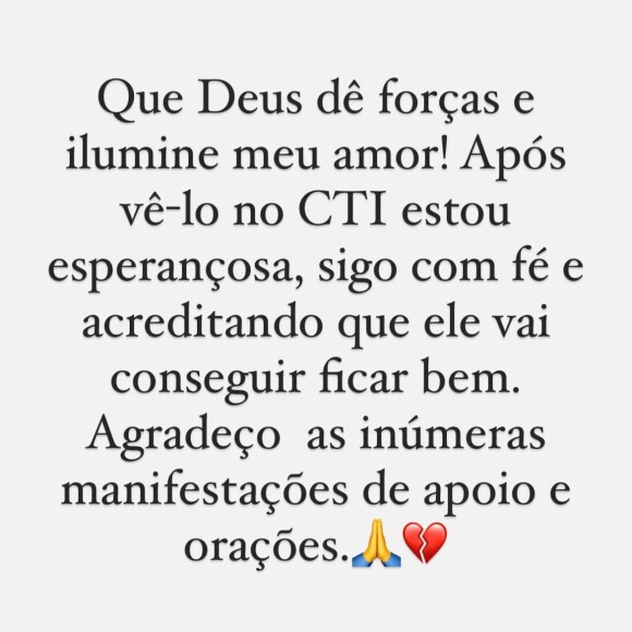 Tamara Dalcanale visitou Kayky Brito no CTI do hospital Copa D'or