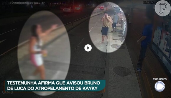 Uma mulher que estava no quiosque e aparece nas imagens revela que contou a Bruno de Luca que Kayky Brito era o atropelado