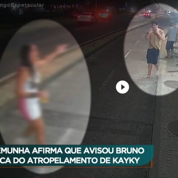 Uma mulher que estava no quiosque e aparece nas imagens revela que contou a Bruno de Luca que Kayky Brito era o atropelado