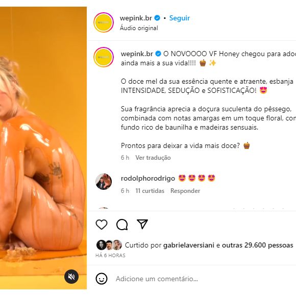 Para o lançamento do seu novo perfume, Virginia surgiu nua e coberta de mel no Instagram