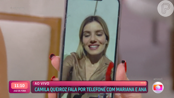 Camila Queiroz ligou ao vivo para o celular de Mariana Ximenes e conversou com Ana Maria Braga no programa 'Mais Você'
