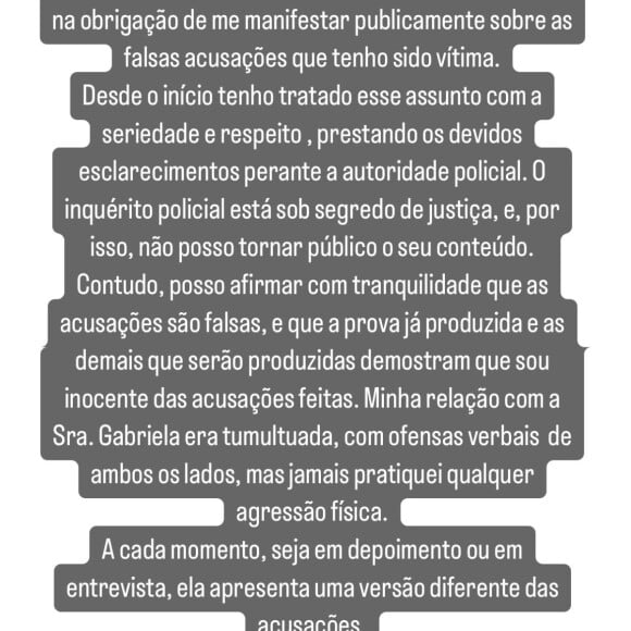 Antony já negou as acusações contra a ex-namorada, Gabi Cavallin