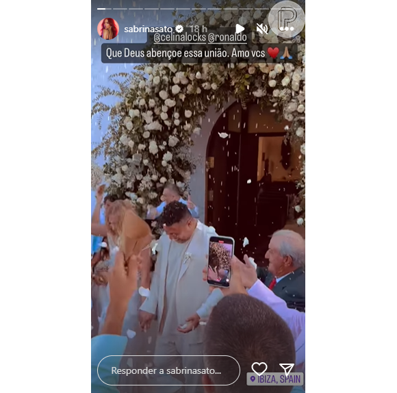 Casamento do Ronaldo e Celina Looks aconteceu em um igreja no centro de Ibiza (Espanha)