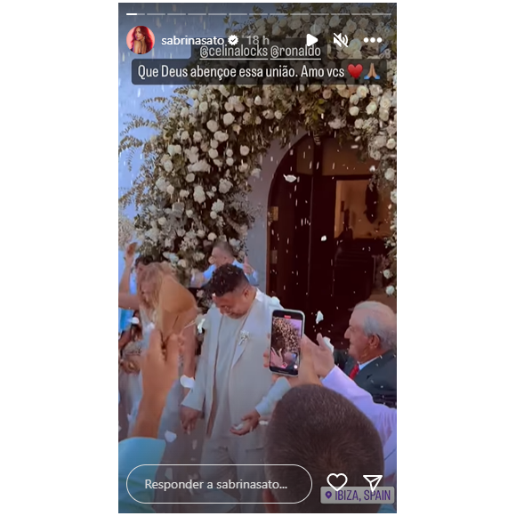 Casamento do Ronaldo e Celina Looks aconteceu em um igreja no centro de Ibiza (Espanha)