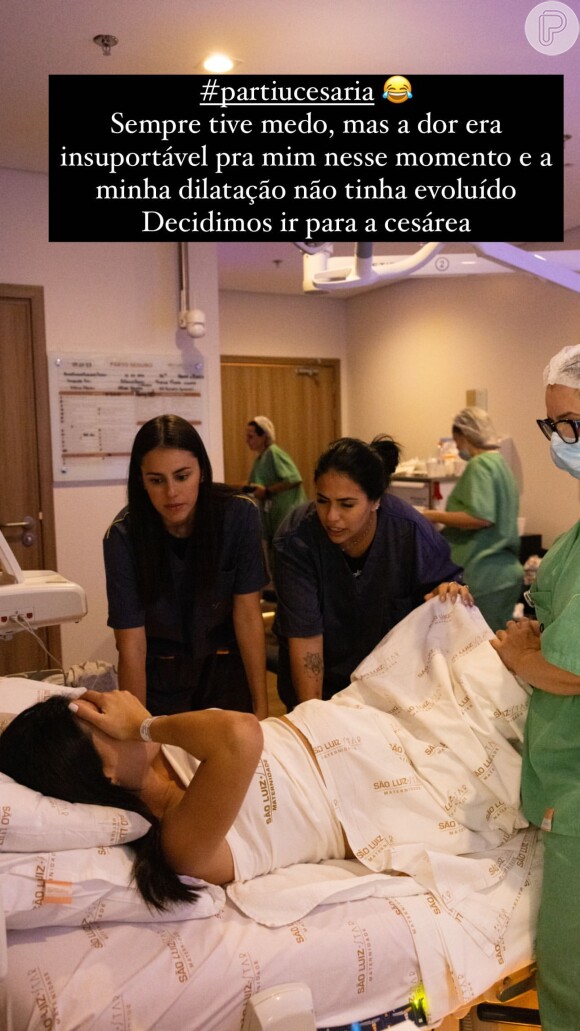 Bruna Biancardi e equipe médica optaram por realizar o parto cesárea após algumas horas de dores