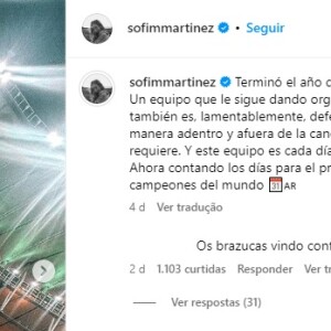 Sofía Martínez teve Instagram invadido por brasileiros atrás da fofoca com Messi