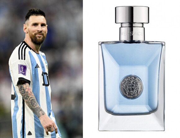 Perfume Versace Pour Homme é similar ao rótulo usado por Messi, da Chanel