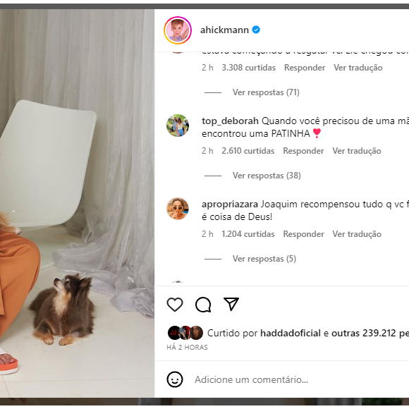 Ana Hickmann exalta seu companheiro e heroi Joaquim, o cachorro que a protegeu quando ela mais precisava: 'Me fazem companhia nos dias difíceis'