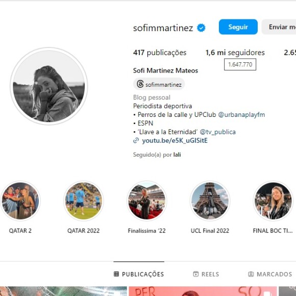 Sofía Martínez teve um ganho expressivo de seguidores após ter sido apontada como pivô de Messi e Antonella