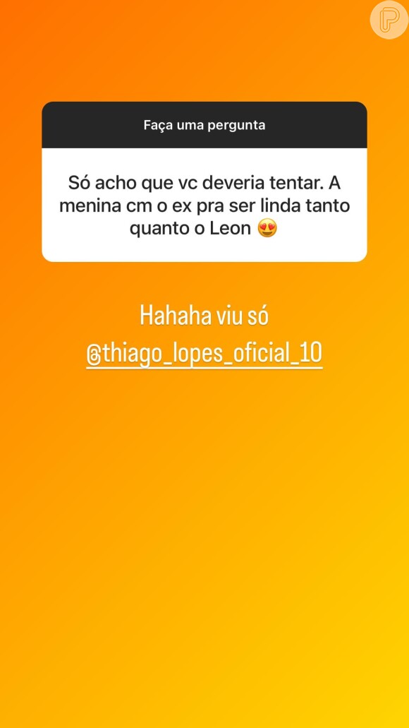 Andressa Urach marcou Thiago Lopes no post