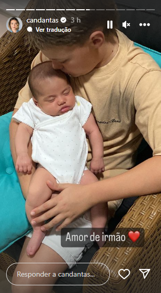 Carol Dantas compartilhou com seus seguidores momento terno entre Davi e Mavie: 'Amor de Irmão'