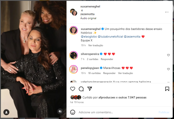 Xuxa se reúne com Zezé Motta e Luiza Brunet e dá declaração ousada sobre sexo