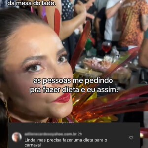 Uma internauta sugeriu que Paolla Oliveira deveria fazer dieta para o Carnaval