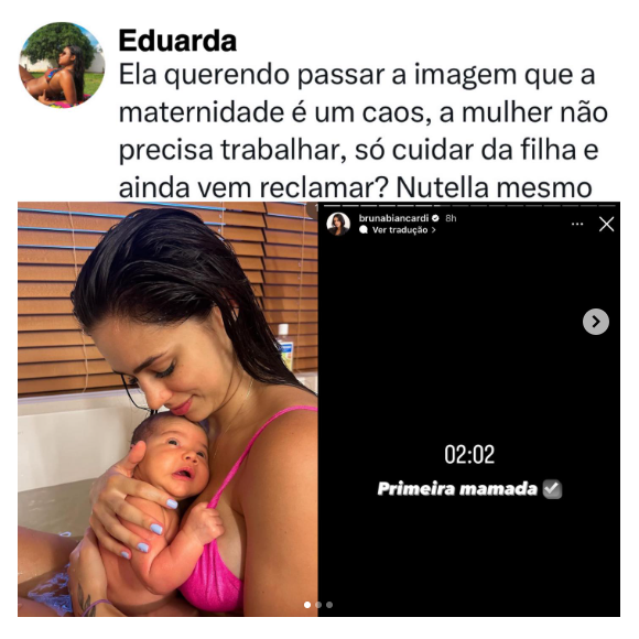 No perfil da Alfinetei, Bruna Biancardi foi criticada por internauta que julgou a influenciadora