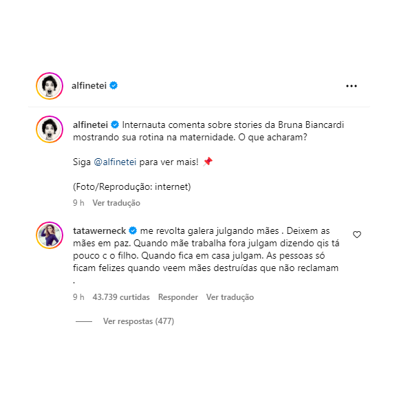 Tata Werneck solta o verbo para defender Bruna Biancardi: 'As pessoas só ficam felizes quando...'