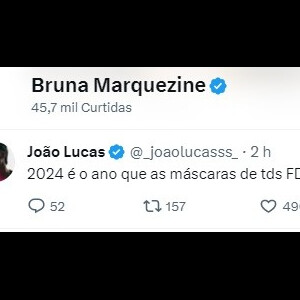 Bruna Marquezine curtiu a publicação de João Lucas com a suposta indireta para Enzo Celulari