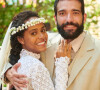 Em Renascer, os noivos José Inocêncio (Humberto Carrão) e Maria Santa (Duda Santos) preparados antes da cerimônia