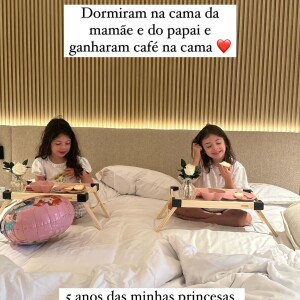 Internada com leucemia, Fabiana Justus comemorou à distância os 5 anos das filhas gêmeas, Chiara e Sienna, nesta segunda-feira de carnaval, 12 de fevereiro de 2024