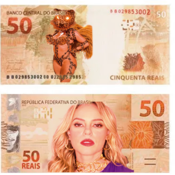 Usuários do Twitter até fizeram uma montagem com o rosto e fantasia de Paolla Oliveira na nota de 50 reais