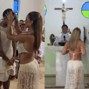 Virginia Fonseca usa look transparente, deixa parte do corpo à mostra em cerimônia religiosa pré-Chá Revelação e web detona