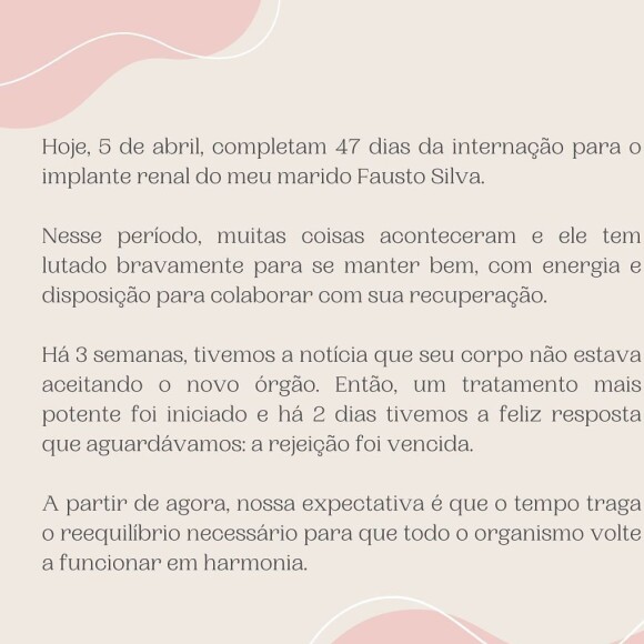 Estado de saúde de Faustão: confira o pronunciamento de Luciana Cardoso na íntegra (PARTE 1)