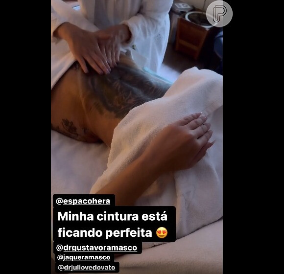 Andressa Urach tem feito drenagem linfática no pós-operatório após remoção de costelas