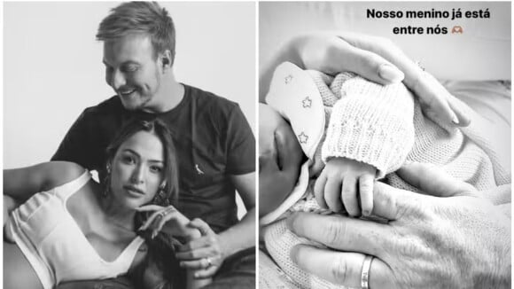 'Nosso menino já está entre nós': Gabi Luthai anuncia nascimento do filho com Teo Teló e posta foto de Pietro
