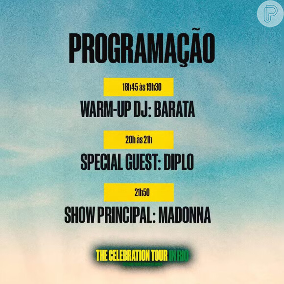 Programação do show de Madonna no Rio: cantora sobe no palco a partir das 21h50 