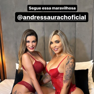 Andressa Urach publicou uma foto no Instagram, nesta segunda-feira (13), para anunciar a parceria com Kiara Blay