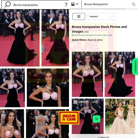 As fotos de Bruna Biancardi no tapete vermelho foram alocadas ao perfil de Bruna Marquezine na plataforma
