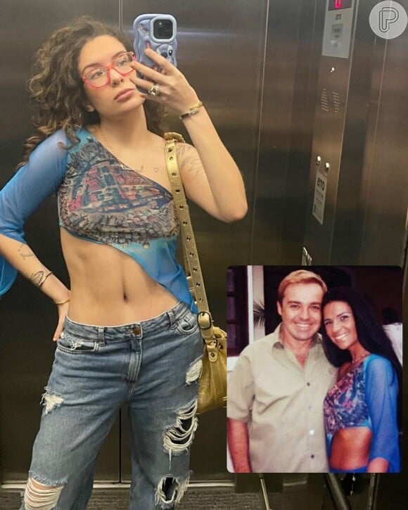 Stephanie Gomes resgatou um look usado por Solange Gomes em foto com Gugu e ex-Fazenda se emocionou nas redes sociais