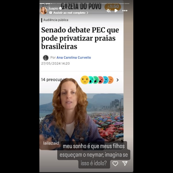 Neymar foi alvo de alfinetada de Luana Piovani por questão política